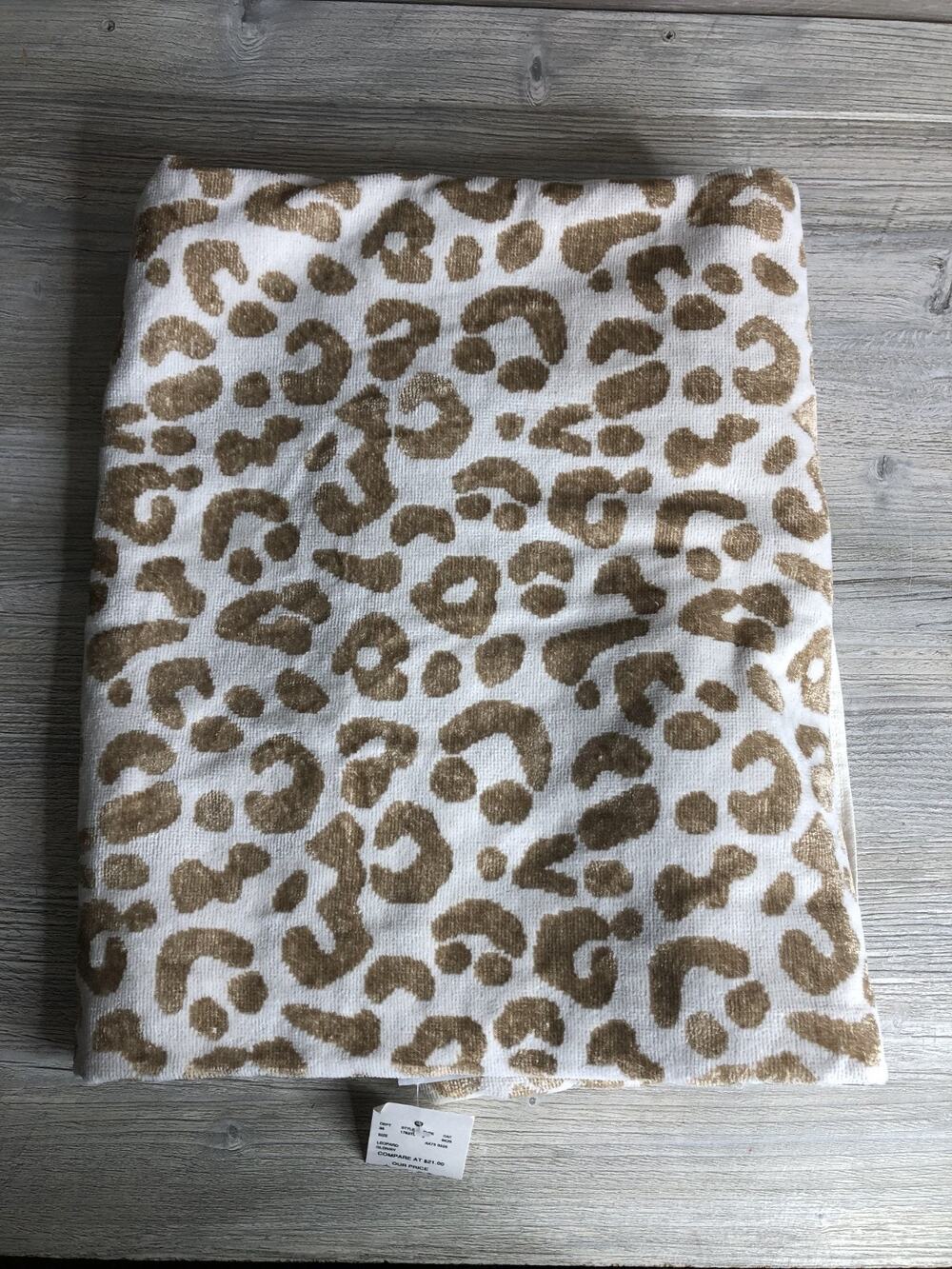 CARO Gold Leopard Print Beach Towel Oversized Luxury Spa Soft Cotton Viscose NEW